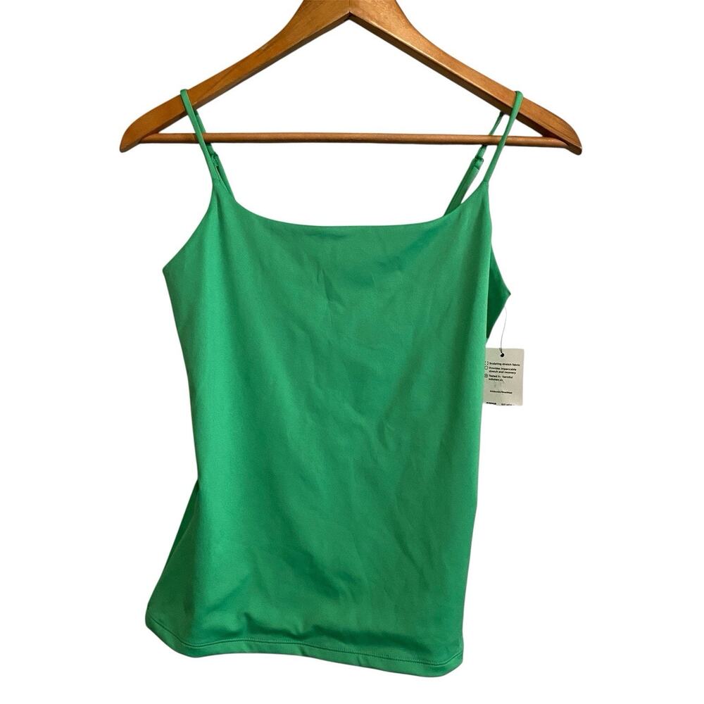 Nine West Women's Green Spaghetti Strap Basic Tank Top Medium NWT Indie Forest